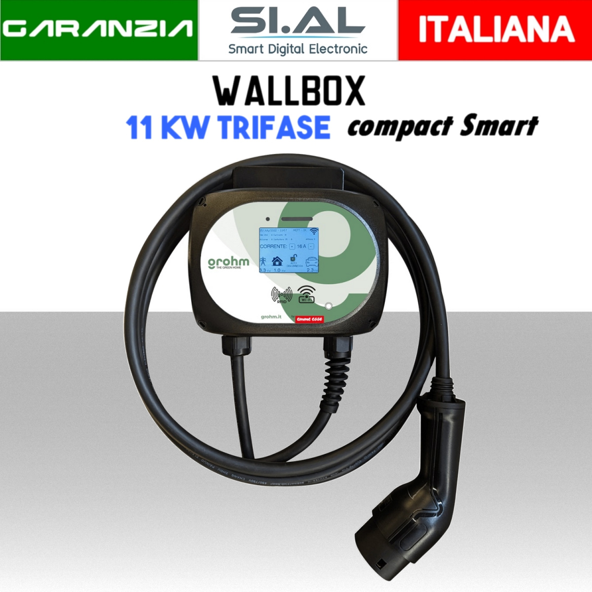 Colonnina Grohm GW7CSL da 11kW smart