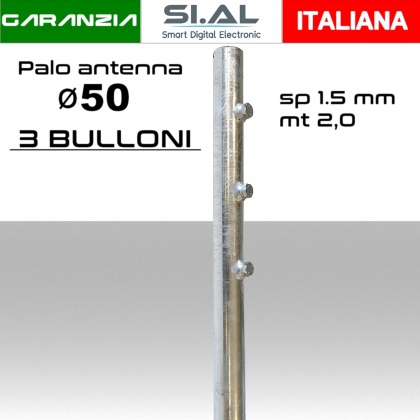 Palo sottotetto con curva 2 metri spessore 2mm diametro 50mm per antenna TV