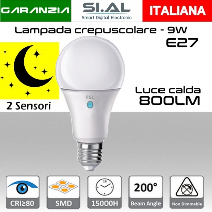 Lampadina Con Sensore, E27 Lampadine LED Con Sensore Crepuscolare