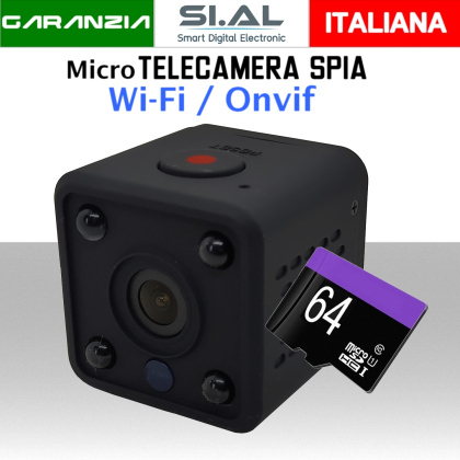 Mini telecamera wi-fi a batteria wireless IP onvif con MicroSD 64Gb