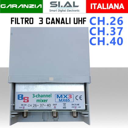 Miscelatore Filtro passa elimina canali UHF CH 26-37-40 da palo MX3