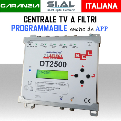Centrale TV programmabile 5 ingressi FM/VHF/UHF Filtri digitali N.E.L. DT2500