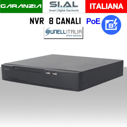  NVR Videosorveglianza PoE 8 Canali IP 12MP Onvif Sunell