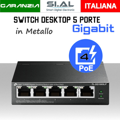 Switch Ethernet PoE Gigabit Lan 5 porte modello TP-LINK