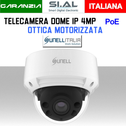 Telecamera IP Dome PoE 4MP Ottica motorizzata 2.7 - 13.5 mm Sunell