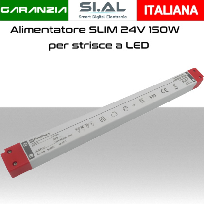 Alimentatore per LED 24V da 150W trasformatore ultra slim IP20