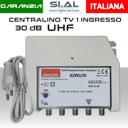 Centralino antenna TV da interno 1 ingresso UHF 30dB serie Emme Esse 82WU30