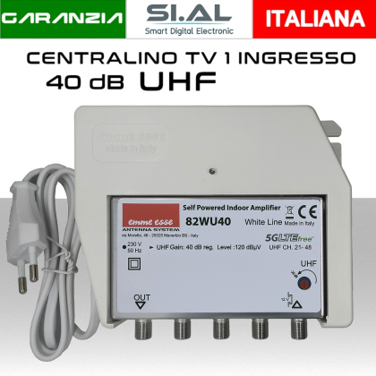 Centralino antenna TV da interno 1 ingresso UHF 40dB serie Emme Esse 82WU40