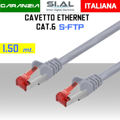 Cavo ethernet Patch CAT.6 S/FTP doppia schermatura da 1,50 metri