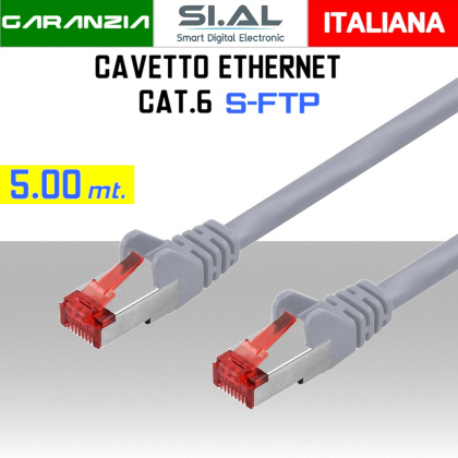 Cavo ethernet Patch CAT.6 S/FTP doppia schermatura da 5 metri