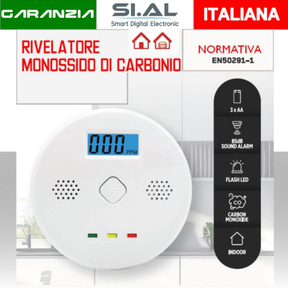 Rilevatore monossido di carbonio CO a batterie