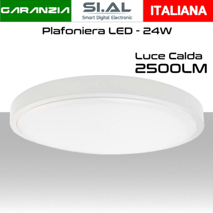 Plafoniera LED 24W luce calda 2500 lumen Ø 295x60mm