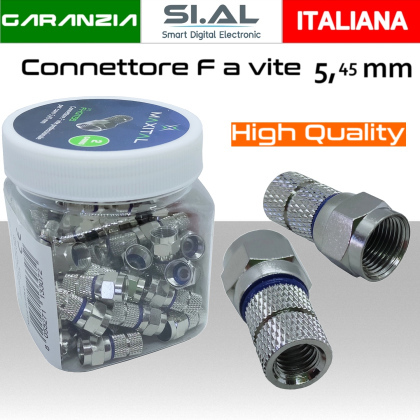 Connettore F a vite da 5,45 mm per cavo antenna con O-ring Barattolo da 50 pz 