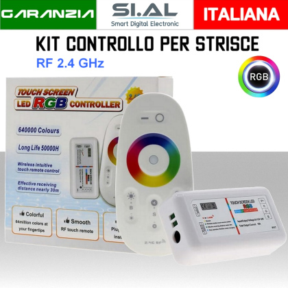 Controller strisce LED RGB 12/24V con telecomando wireless RF 2,4 GHz