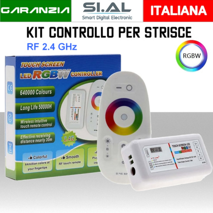 Controller strisce LED RGBW 12/24V con telecomando wireless RF 2,4 GHz