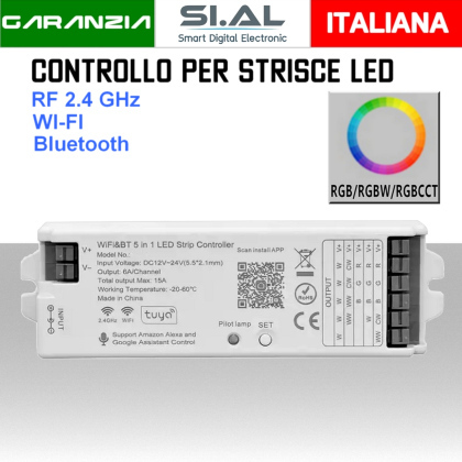 Controller per strisce LED 12/24V RGB RGBW CCT Wi-Fi Tuya Wireless 2,4 GHz 