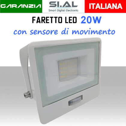 Faretto LED con sensore di movimento 20W bianco 4000K 