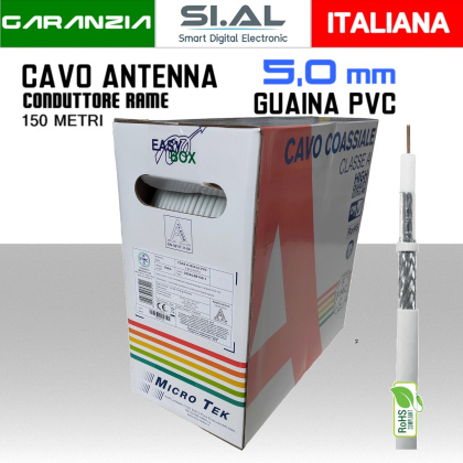 Cavo antenna 5 mm microtek bianco bobina 150 metri