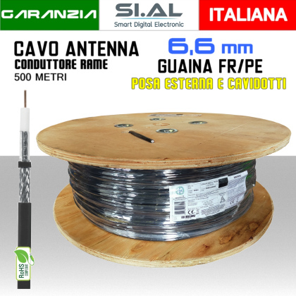 cavo antenna per interramento nero in rame 500 metri