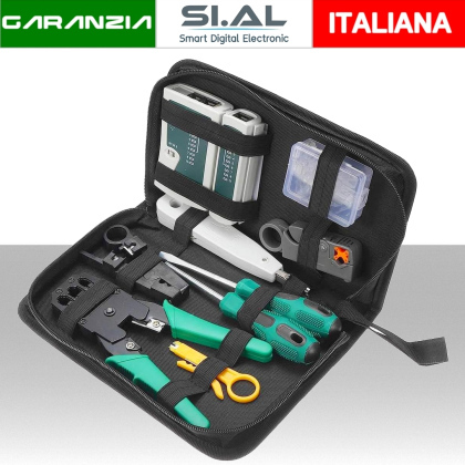 Kit attrezzi per cablaggio cavi di rete LAN Networking set completo