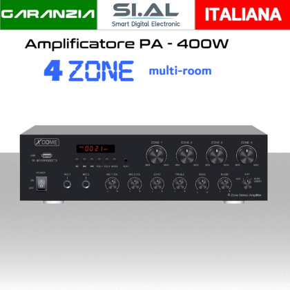  Amplificatore audio 400W bluetooth radio mp3 sistema audio 4 zone (4ohm,8ohm)