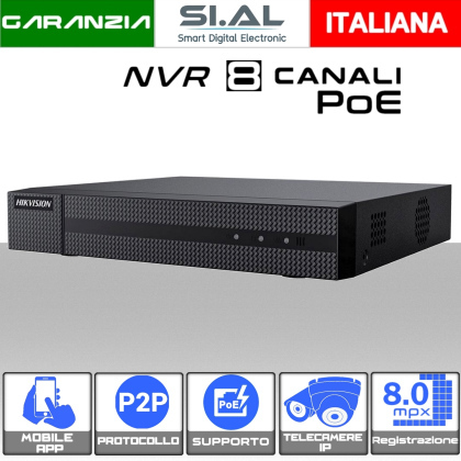 NVR Videosorveglianza POE 8 Canali 8MP Hikvision HWN-4108MH AI
