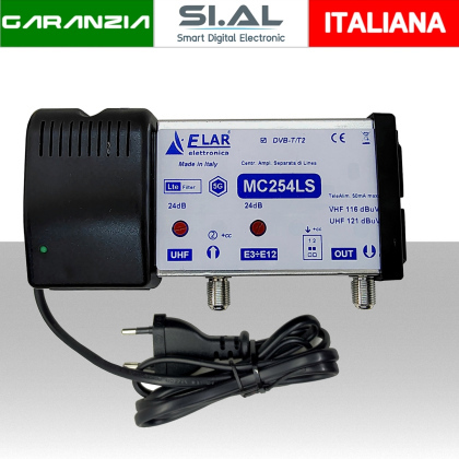 Amplificatore di linea antenna tv 24dB regolabile da121 dBuV larga banda
