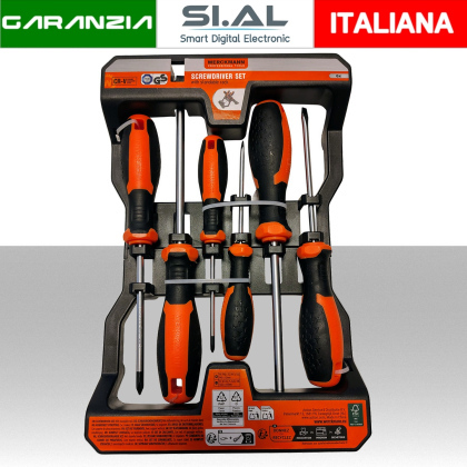  Set cacciaviti in acciaio Punta magnetica Taglio/Croce varie misure 6 pz.