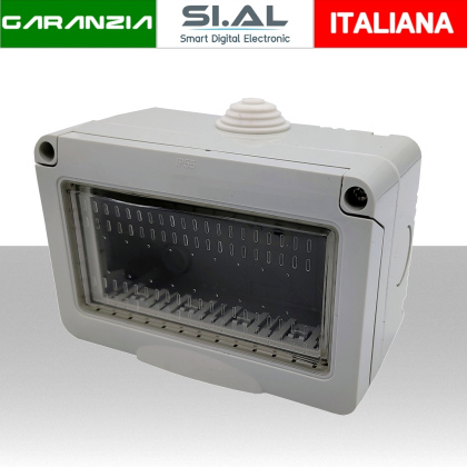 Scatola stagna a 4 moduli da parete per esterno con Sportello trasparente IP55