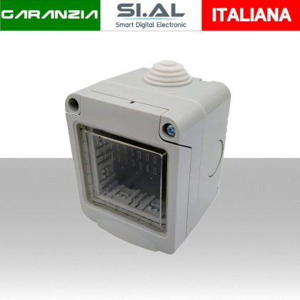 Scatola stagna a 2 moduli da parete per esterno con Sportello trasparente IP55