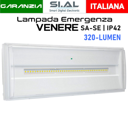 Lampada emergenza da 320 lumen SA/SE con Autotest Grado IP42 VENERE