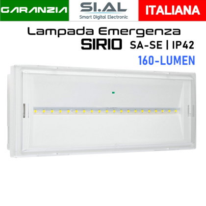 Lampada emergenza da 160 lumen SA/SE con Autotest Grado IP42  SIRIO