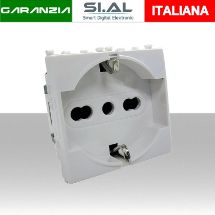 Presa elettrica Schuko UNEL 2.0 compatibile Vimar Plana Bianco
