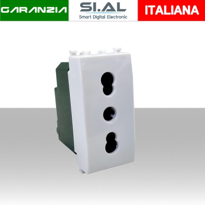 Presa elettrica bipasso 10A/16A compatibile Vimar Plana Bianco 