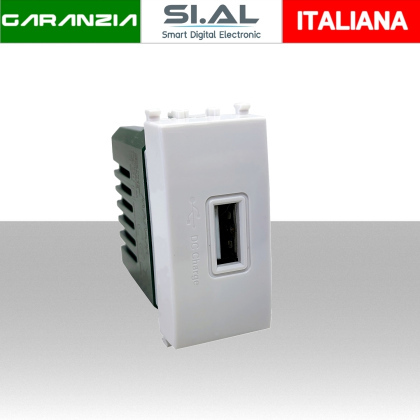 Presa USB 5V 2A compatibile Vimar Plana Bianco 