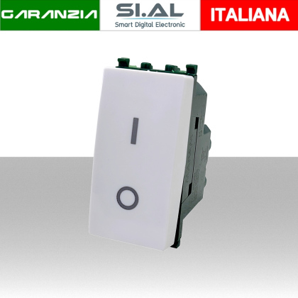 Interruttore bipolare 16AX modulo MAPAM 602B Compatibile Vimar Plana Bianco