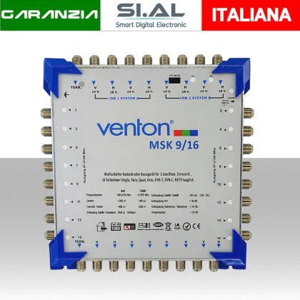 Multiswitch 9 ingressi 16 uscite SAT/DTV in cascata Dual Feed