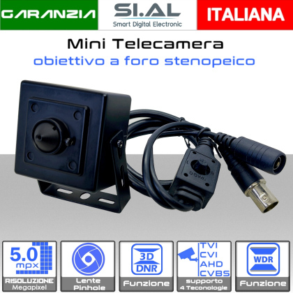 Mini Telecamera da 5MP con obiettivo pinhole e sensore Sony in metallo