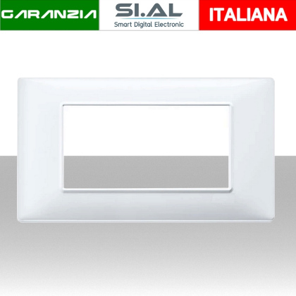Placca 4 moduli bianca per scatole elettriche compatibile Vimar Plana Bianca