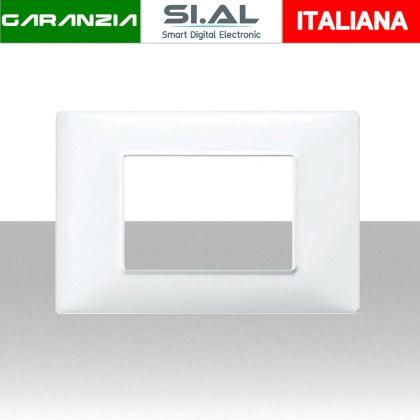 Placca 3 moduli bianca per scatole elettriche compatibile Vimar Plana