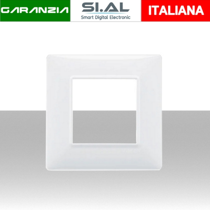 Placca 2 moduli bianca per scatole elettriche compatibile Vimar Plana