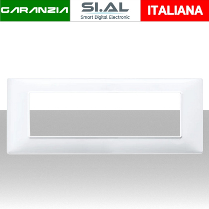 Placca 7 moduli bianca per scatole elettriche compatibile Vimar Plana