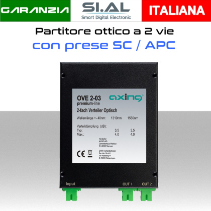 Splitter fibra ottica 2 vie Monomodale 3 porte SC/APC Axing