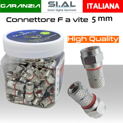 Connettore F a vite da 5 mm per cavo antenna con O-ring Barattolo da 50 pz