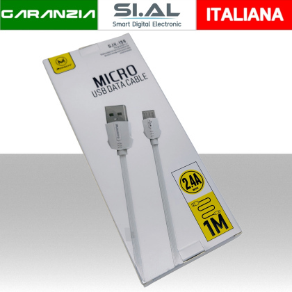 Cavo Micro USB 2.4A Fast Charge 1 metro Bianco