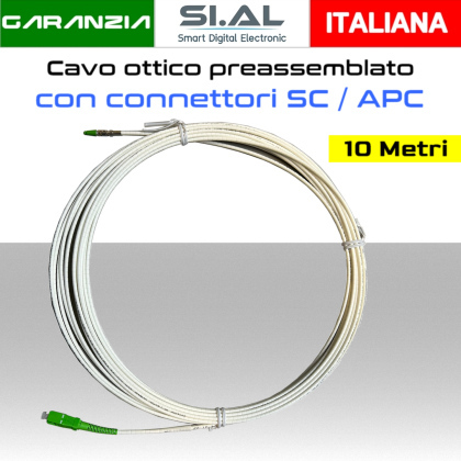 Cavo ottico monomodale da 10 METRI preassemblato connettori SC/APC 