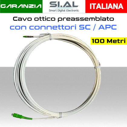 Cavo ottico monomodale da 100 METRI preassemblato connettori SC/APC