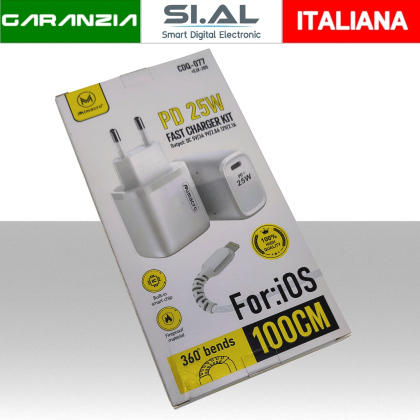 Caricatore iPhone Veloce 25W con Cavo Lightning da 1 Metro