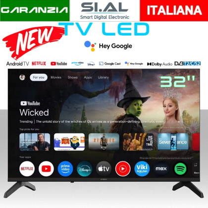 Smart TV 32 pollici LED certificata Google TV/SAT con Supporto a muro