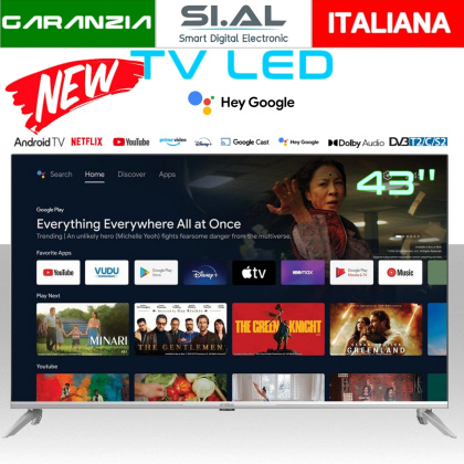 Smart TV 43 pollici LED 4K UHD certificata Google TV/SAT Android